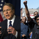 Wayne LaPierre (Paul Richards/Getty); New Black Panther Party member (Mario Tama/Getty)